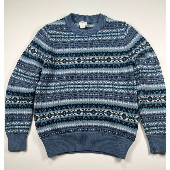 J. Crew Crewcuts Blue Fair Isle Sweater 100% Cotton Boys Size Medium (8-9) EUC - Picture 1 of 6
